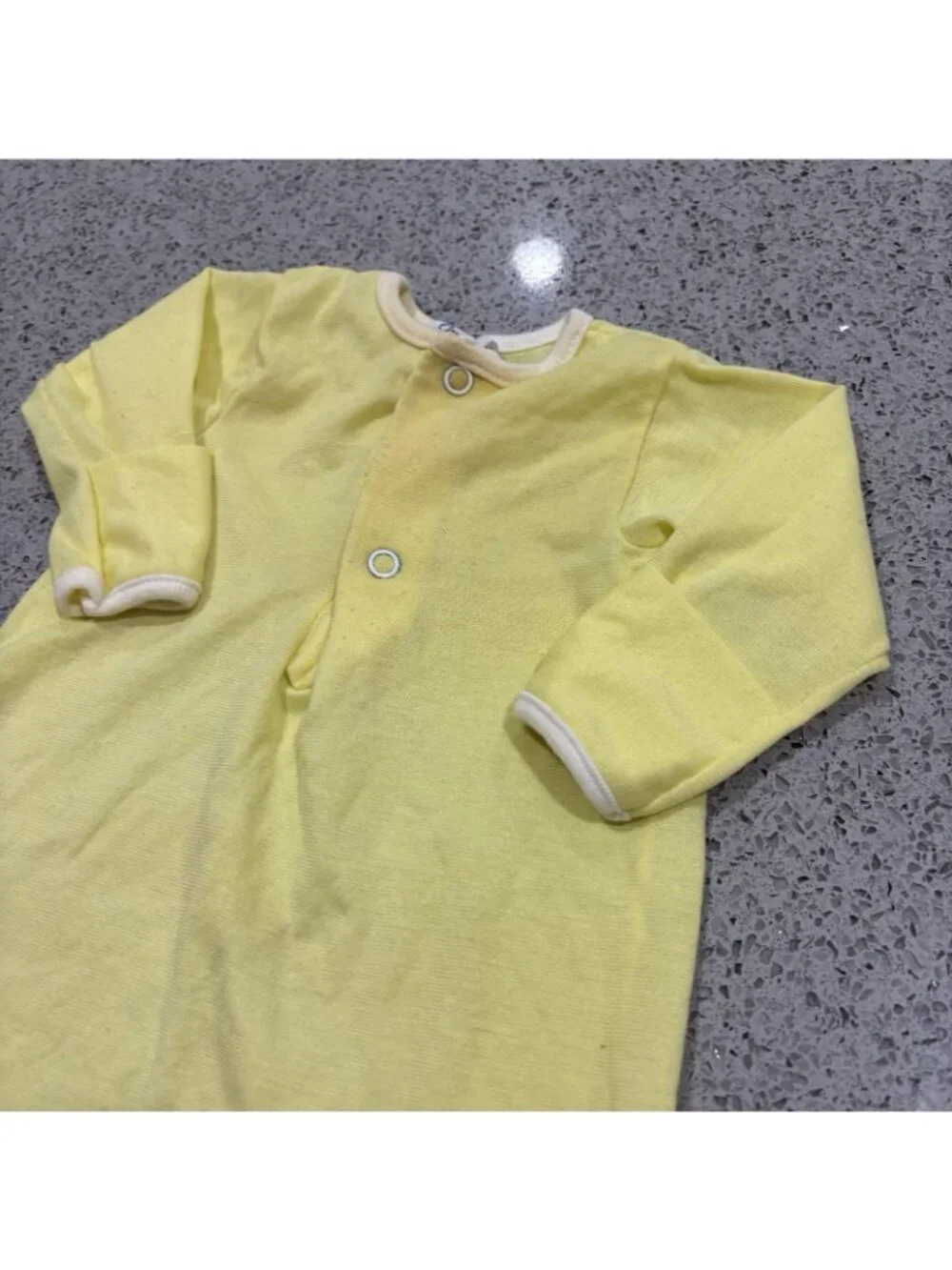Vintage Carters  1970s Baby 6 Month Layette Yellow Nightgown Sleepwear Infant